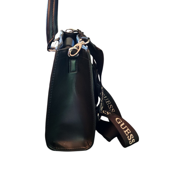 Guess Finianan black faux leather satchel crossbody bag - Picture 4 of 7